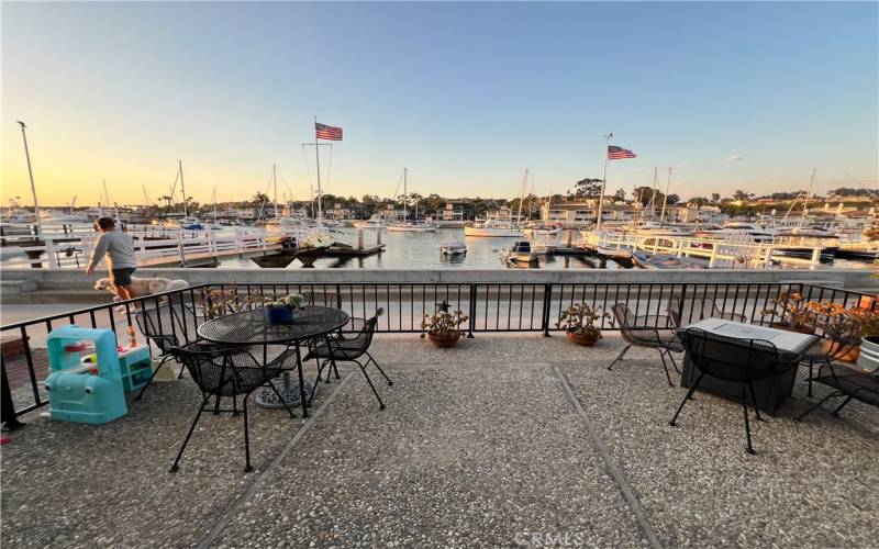 Large patio with panoramic bay views.