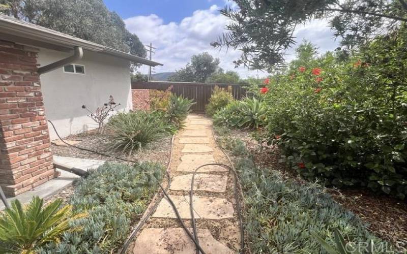 Side yard path to detached office