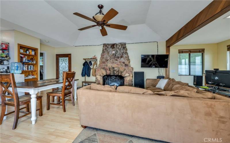 Open floorplan with living room open to dining area.