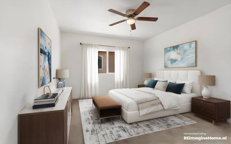 These are large bedrooms that are down the hall from the primary suite.  This one is Virtually Staged for you to imagine how you would decorate it.  Again, on the second floor is the Primary and two more bedrooms.  This is one of them