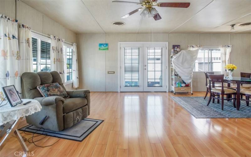 Living room to French doors