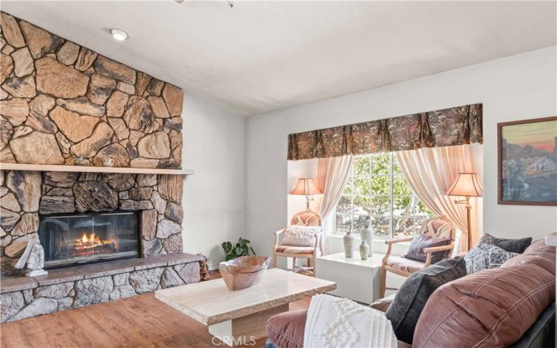 Living room of primary house with gas fireplace