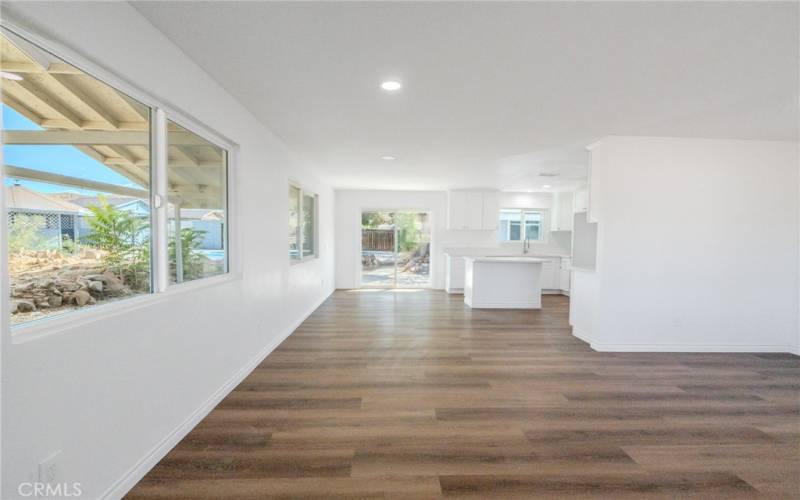 living room looking out to pool area