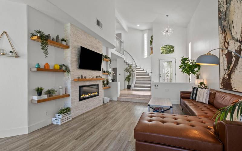 Big Living Room with 2 Story Ceilings