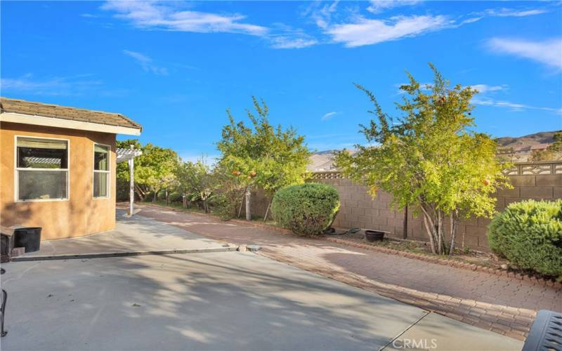 Side patio area is one of several paved area for your enjoyment.