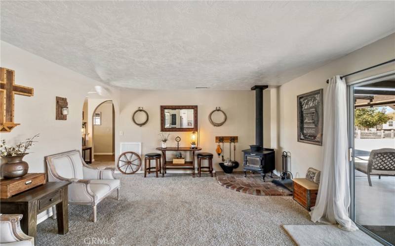 Main house Family room complete with wood burning stove