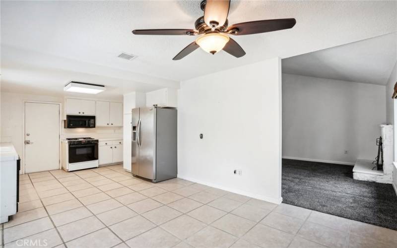 Spacious kitchen opens to the living room