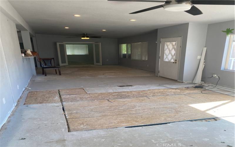 Living room into dining area