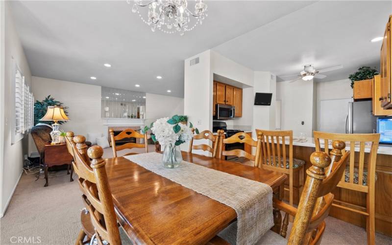 Dining room open to family room and kitchen.