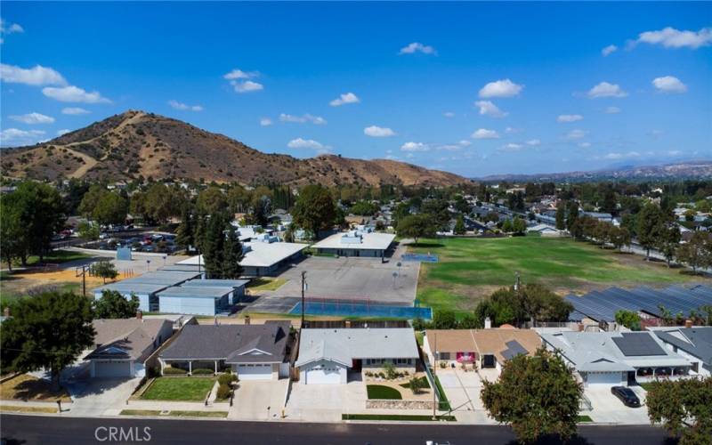 Aerial view of neighborhood front yard