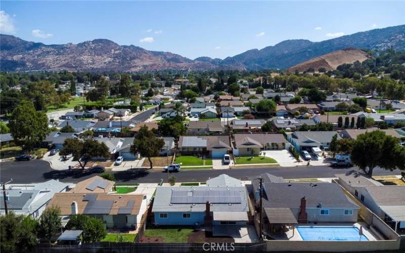 Aerial view of neighborhood