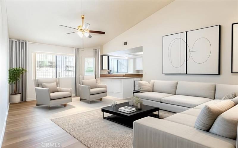 Family Room opens up to kitchen and backyard-Virtually Staged