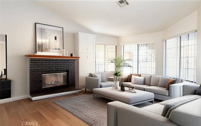 Living Room w/Fireplace-Virtually Staged