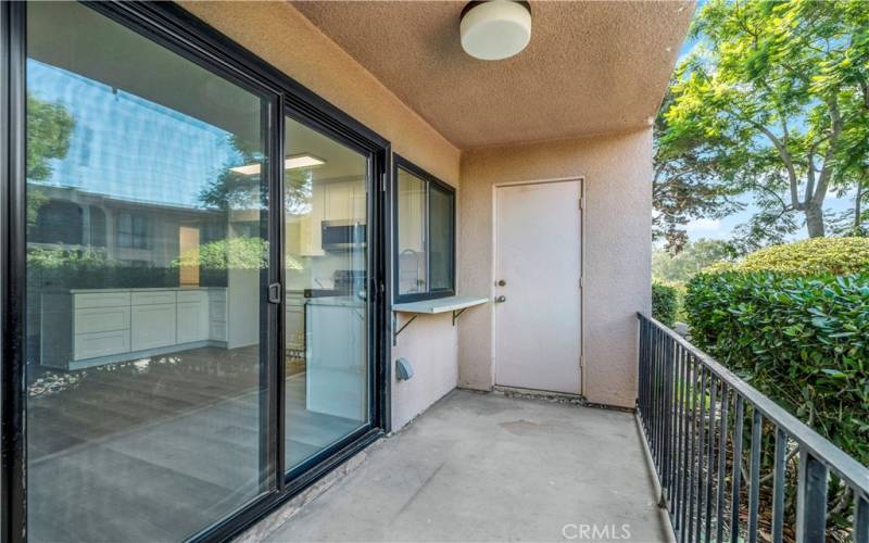 Patio with storage closet