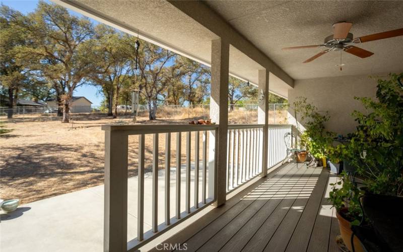 Note exterior ceiling fan over composite deck.
