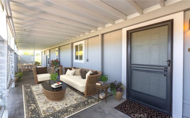 Virtually staged covered front porch