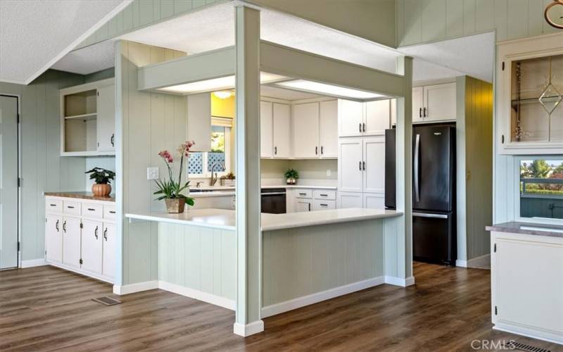 Built-in cabinetry provides lots of extra storage