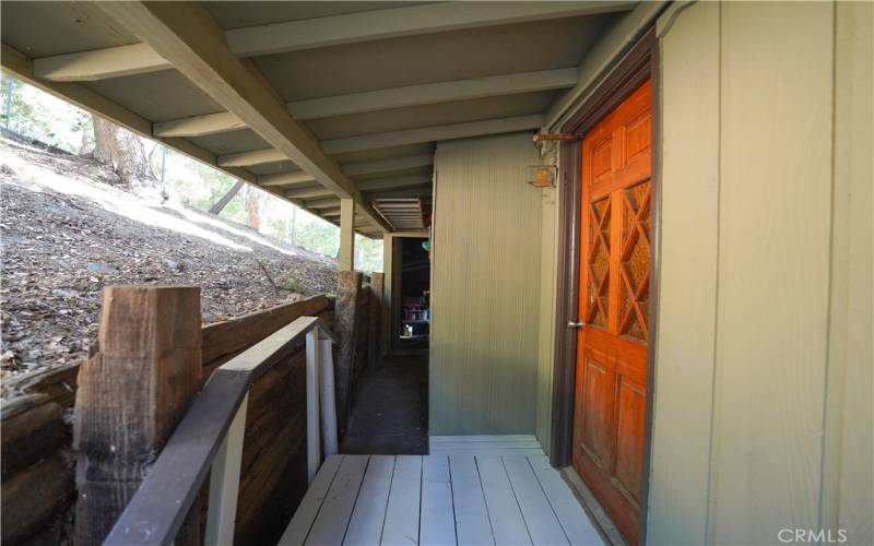 Back door area. storage for wood and garden tools
