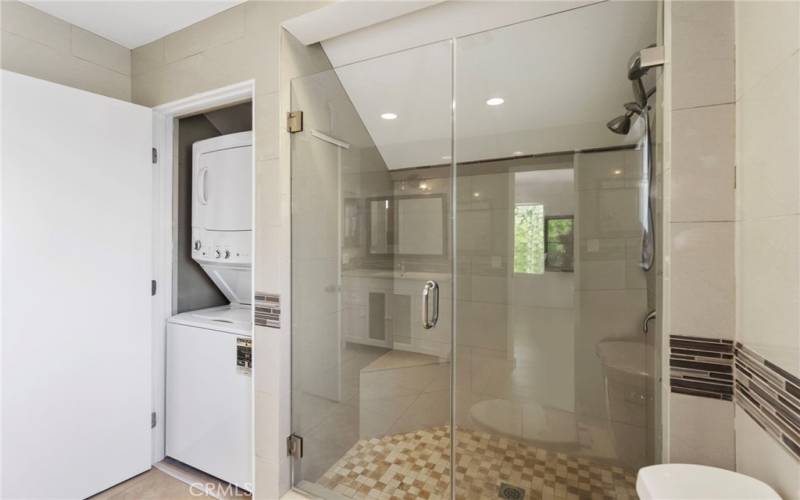 Upstairs Bathroom with Built in Stacked Laundry