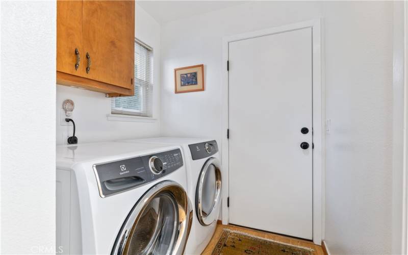 Laundry is off the kitchen. There are also two storage closets in this hallway. Door leads to the back patio.