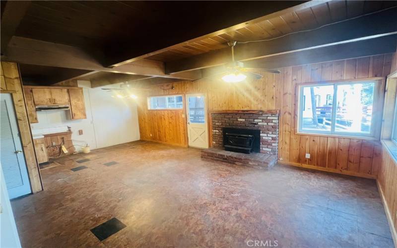 The living room and kitchen.