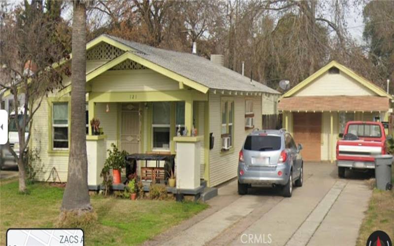 Main house left and carriage house right