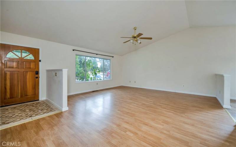 Open plan with high ceilings.