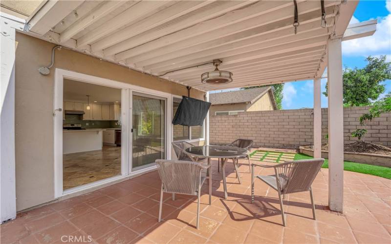 Covered patio for year round outdoor dining.