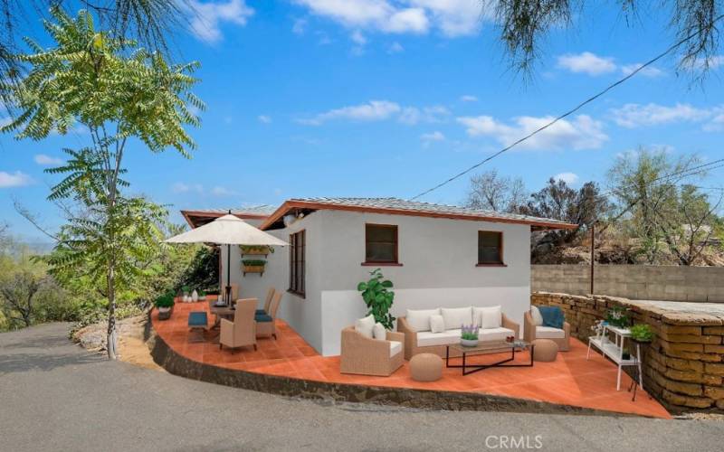 Spanish Adobe Home with Pool virtually enhanced.