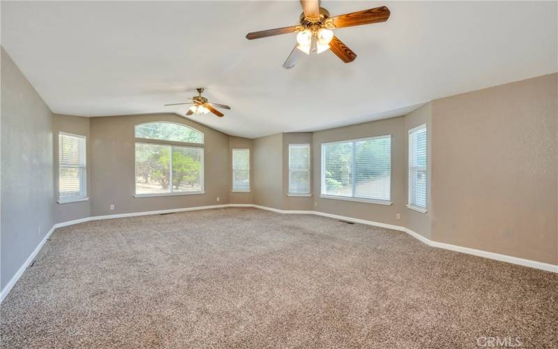 Large living area with vaulted ceilings