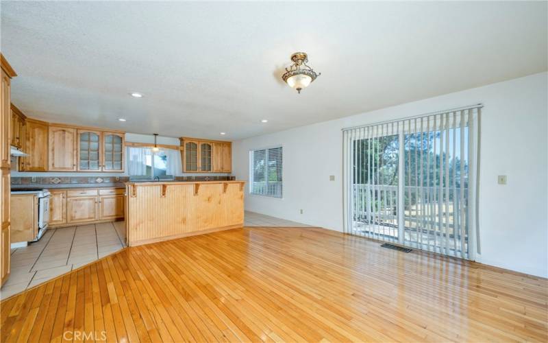 Dining area with slider to back deck