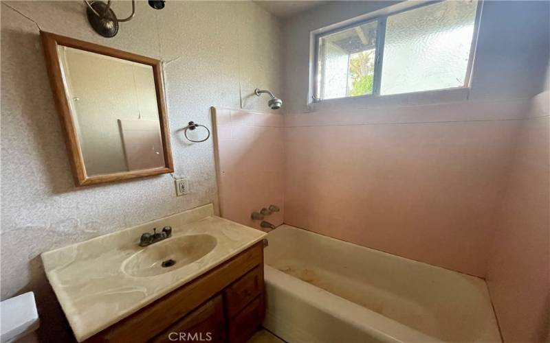 Full bathroom with tub shower combo