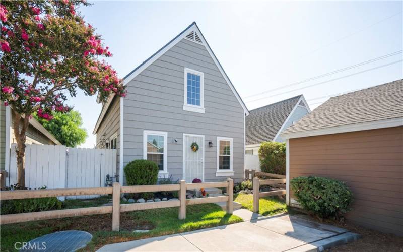 Front of the home, and side view of garage