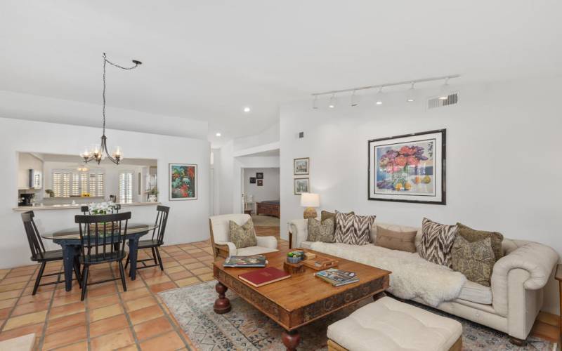 living room facing kitchen den