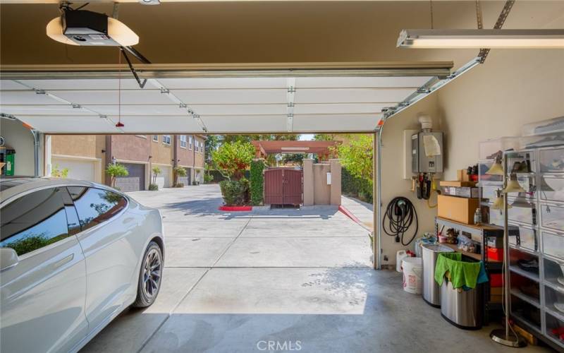 EV charger and tankless water heater in garage