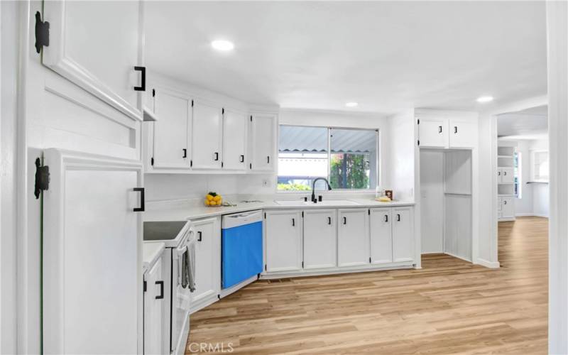 Kitchen off of dining area