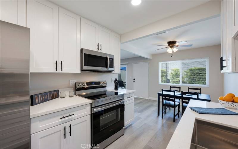 Kitchen overlooking backyard