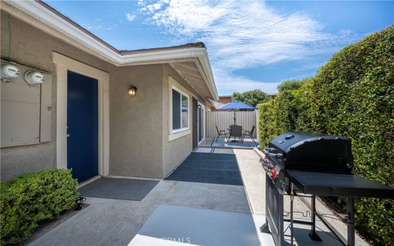 Garage access door to private patio and front door