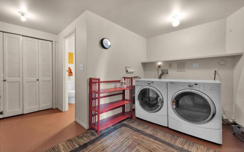 One of two possible laundry areas--space and hookups for a stackable washer and dryer available on upstairs deck