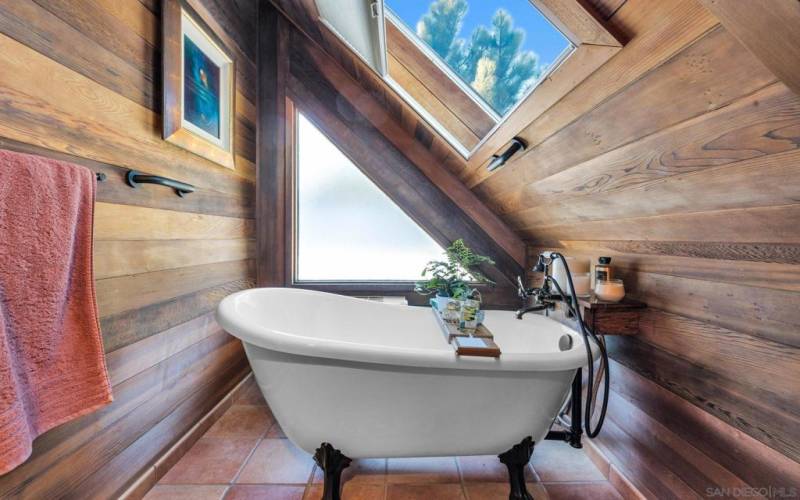 Look at the stars as you luxuriate in the clawfoot tub