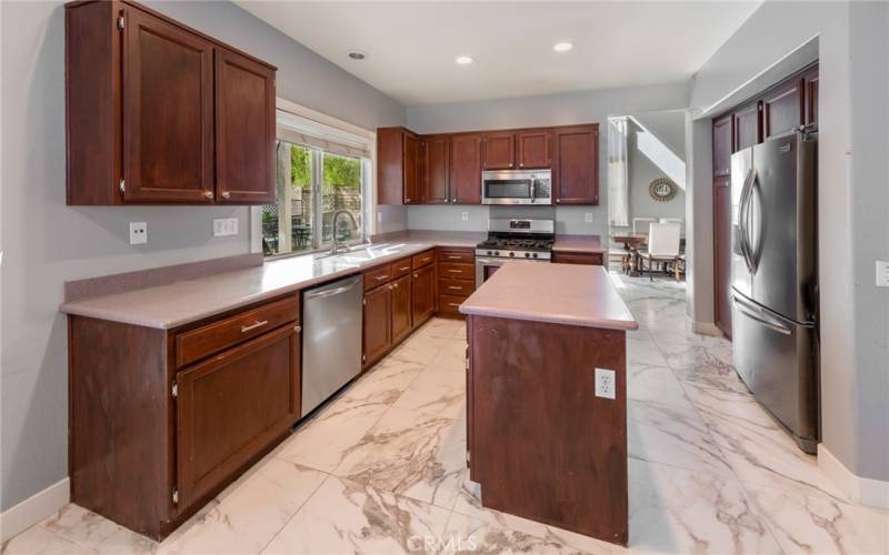 open kitchen with island