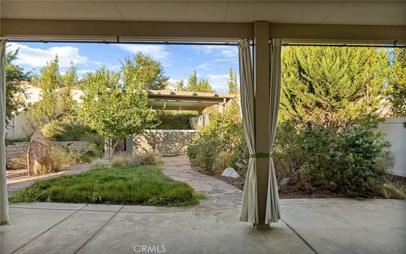 Backyard with Patio with view of living room looking at Pergola over Swim Spa