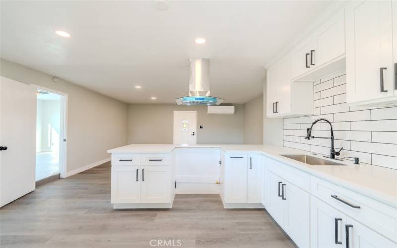 kitchen facing living room