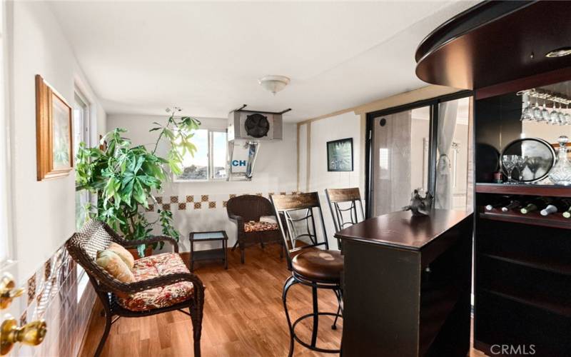 Bar area in sunroom.