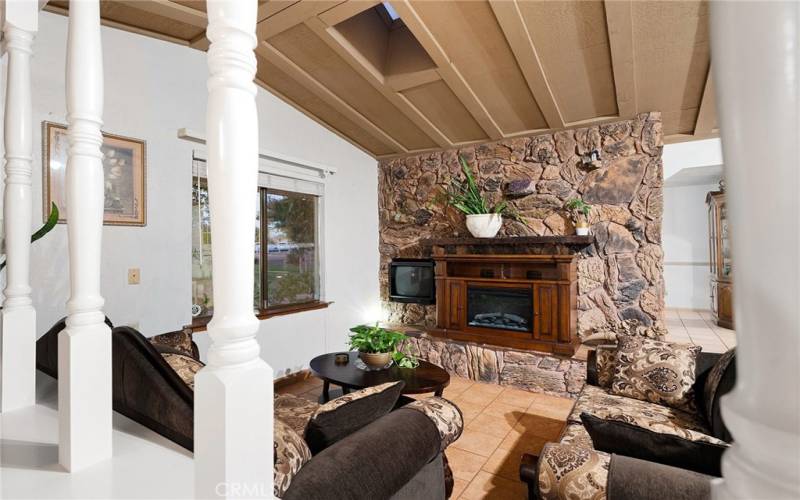 Fireplace & Sunken second living area.