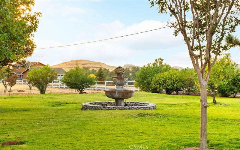 Fountain in front yard.