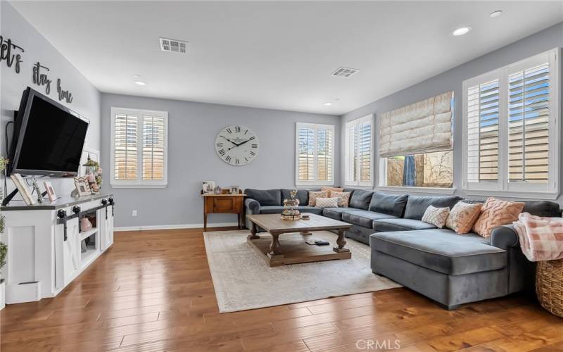 Family room with lots of windows