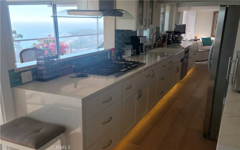 Custom kitchen with expansive ocean view