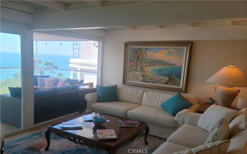 Living Room, north side deck with views to Catalina and Palos Verdes Peninsula