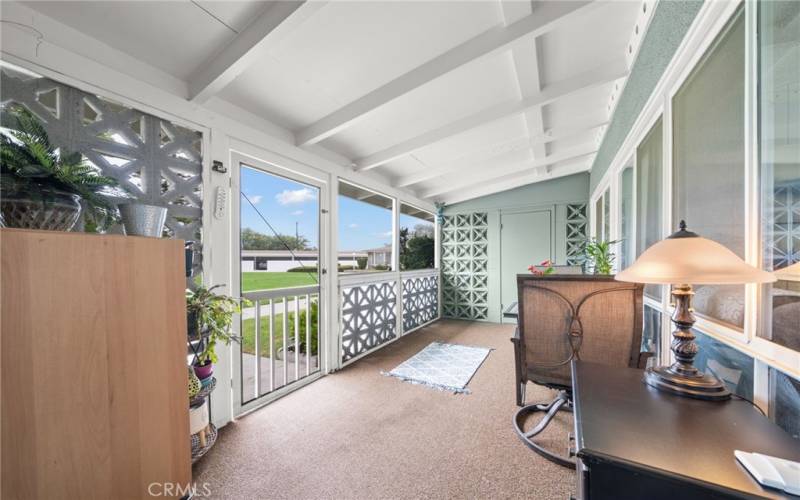 Cozy, coveted patio with grenebelt view.